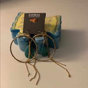 Express Gold and Blue Statement Earrings